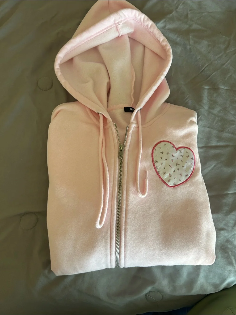 Women’s Pink Heart Zip-Up Hooded Jacket